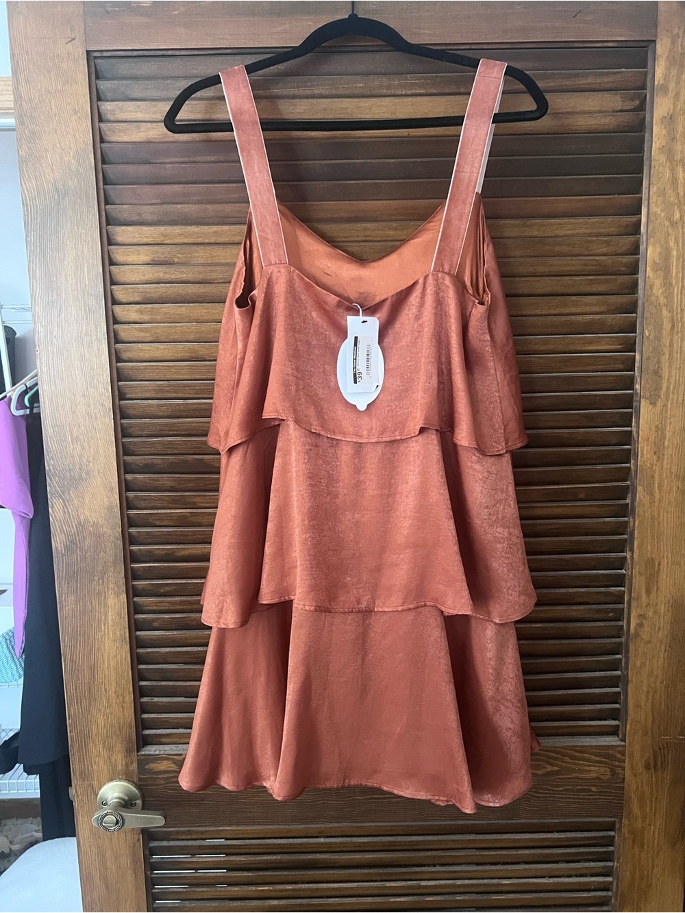 Rust Tiered Ruffle Cami Dress satin - Picture 2 of 2